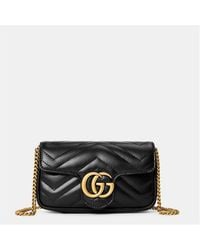 Gucci - Chevron Leather Gg Marmont Super Mini Bag - Lyst