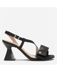 Ganni - Bow Satin Block Heel Block Court Shoes - Lyst