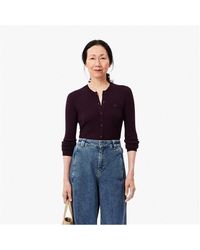 Lacoste - Merino Wool 3D Knit Cardigan - Lyst