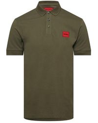 HUGO - Deruso Short Sleeve Polo Shirt With Logo Detail And Ribbed Collar - Lyst