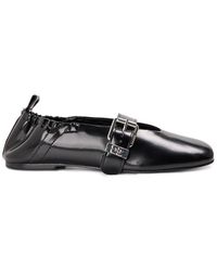 Ganni - Suede Balloon Box Latex Ballet Pumps - Lyst