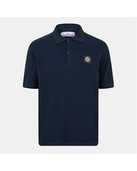 Stone Island - Compass Patch Knit Polo Shirt - Lyst