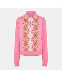Miu Miu - Cashmere Argyle Crew Neck Jumper - Lyst