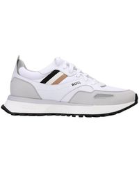 BOSS by HUGO BOSS Mixed-material Trainers With Signature Stripe in White  for Men | Lyst UK