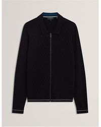 Ted Baker - Long Sleeve Stitch Zip Through Knitted Top - Lyst