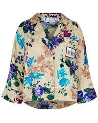 Off-White c/o Virgil Abloh - Satin Pyjama Crop Shirt - Lyst