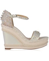 white christian louboutin wedges