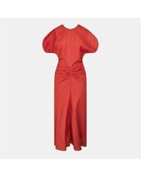 Victoria Beckham - Tailored Ruched Front Midi Dress - Lyst