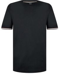 BOSS - Cotton-jersey T-shirt With Signature-stripe Cuffs - Lyst