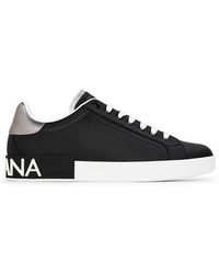 Dolce & Gabbana - Logo Portofino Leather Low-Top Trainers - Lyst