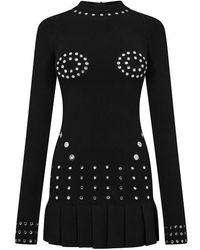 Off-White c/o Virgil Abloh - Eyelet Pleated Mini Dress - Lyst