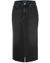 HUGO - Denim Midi Skirt With Logo Detail (Goja) - Lyst