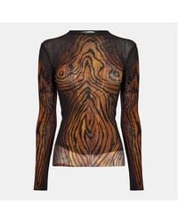 Jean Paul Gaultier - Mesh Printed Crop Top - Lyst