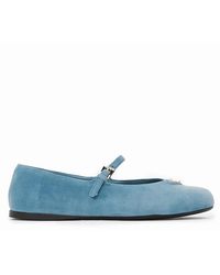 Prada - Triangle Logo Suede Ballerinas - Lyst