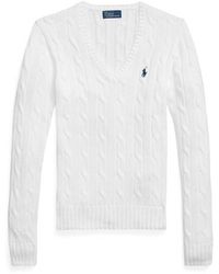Polo Ralph Lauren - Cable-knit Cotton V-neck Jumper - Lyst