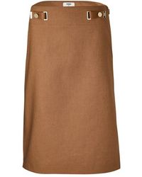 Fendi - Linen Midi Skirt - Lyst