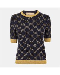 Gucci - Logo Cotton Gg Lamé Top - Lyst