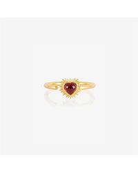 Rachel Jackson - Adjustable Electric Love Mini Garnet Heart Band Ring - Lyst