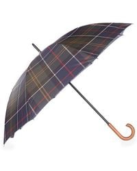 Barbour - Tartan Wooden Handle Walking Umbrella - Lyst