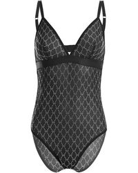 Wolford - Sheer Logo Sparkle Bodysuit - Lyst