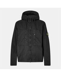 Stone Island - Supima Cotton Twill Hooded Long Sleeve Overshirt - Lyst