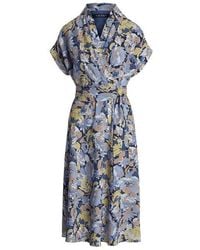 Ralph Lauren - Floral Belted Crepe Dress - Lyst