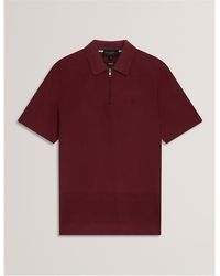 Ted Baker - Textured Zip Short Sleeve Polo Shirt - Lyst