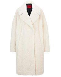 HUGO - Oversized Fit Teddy Coat - Lyst