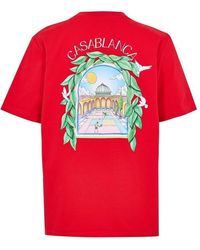 CASABLANCA - Graphic Cotton L'Arche Tennis Club T-Shirt - Lyst
