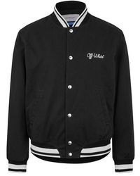 Off-White c/o Virgil Abloh - Script Cotton Long Sleeve Varsity Jacket - Lyst