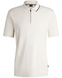 BOSS - Paras Quarter Zip Cotton Short Sleeve Polo Shirt - Lyst