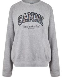 Ganni - Graphic Crew-Neck Sweatshirt - Lyst