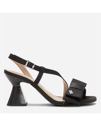 Ganni - Bow Satin Block Heel Block Court Shoes - Lyst
