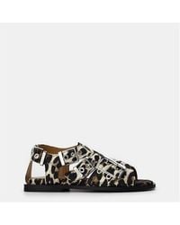 Ganni - Denim Strap Flat Sandals - Lyst