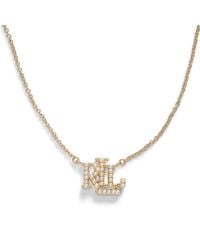 Ralph Lauren - Lauren Ralph Lauren Pearl Logo Necklace - Lyst
