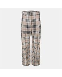Burberry - Check High Waisted Wide Leg Trousers - Lyst