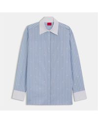 HUGO - Oversized-Fit Blouse With Stacked Logos - Lyst