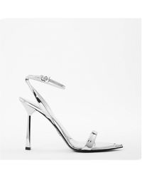 Prada - Metallic Leather High-Heeled Sandals - Lyst