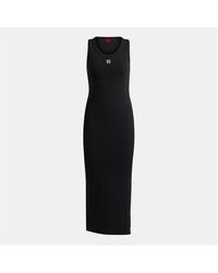 HUGO - Nalimera Ribbed Midi Dress With Logo Detail - Lyst