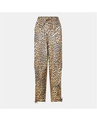 Ganni - Satin Print Cuffed Trousers - Lyst