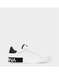 Dolce & Gabbana - Logo Portofino Leather Low-Top Trainers - Lyst