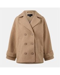 Nobody's Child - Borg Textured Double-Breasted Tailored Fit Pea Coat - Lyst