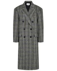 Isabel Marant - Lojima Wool Double Breasted Check Print Long Sleeve Overcoat - Lyst