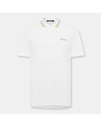 Versace - Greca Short Sleeve Polo Shirt - Lyst