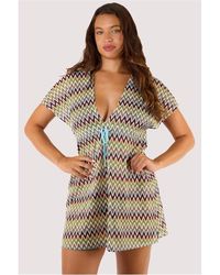 Wolf & Whistle - Kalahari Khaki Zig Zag Crochet Beach Kaftan - Lyst
