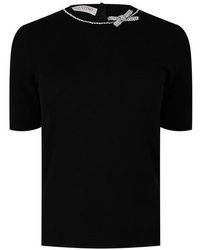 Valentino - Embroidered Wool Fitted Top - Lyst