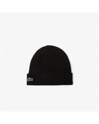 Lacoste - Ribbed Knitted Beanie - Lyst