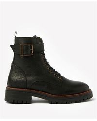 Barbour - Leather Commando Boots with Ankle Straps - Lyst