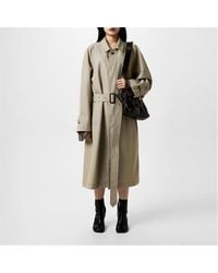 Maison Margiela - Wool Long Sleeve Belted Trench Coat - Lyst