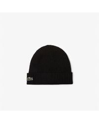 Lacoste - Ribbed Knitted Beanie - Lyst
